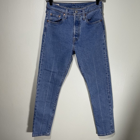 Levi's Denim - Levi's Premium 501 Skinny Jeans W25 L28 Button Fly Blue Stretch Denim Women's
